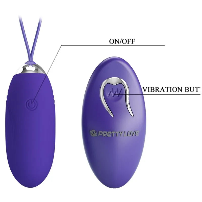 Œuf Vibrant Télécommandé Violet 12 Vibrations