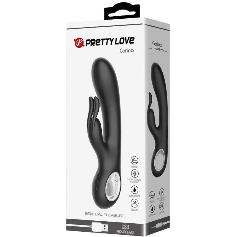 Vibromasseur Lapin Silicone Noir Rechargeable