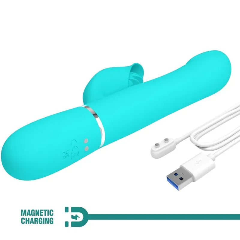 Vibromasseur Rabbit Silicone Vert Aqua
