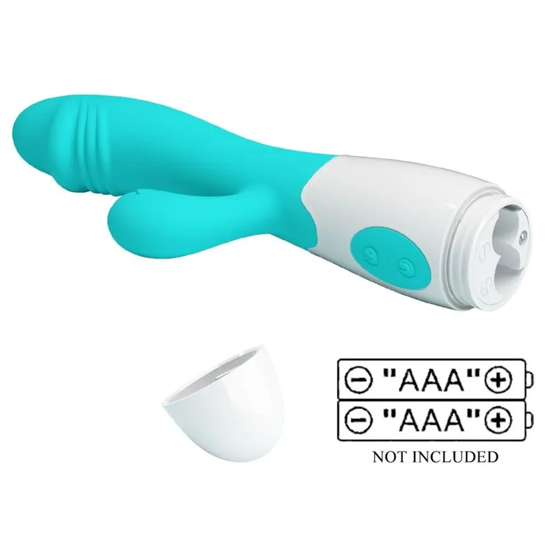 Vibromasseur Stimulation Double Silicone Vert Aqua